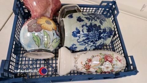 Kensington Ware floral hand painted jug, Victoria Ware jar and another