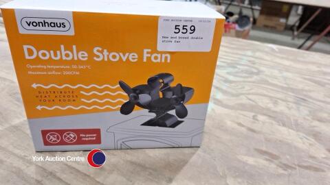 New and boxed double stove fan