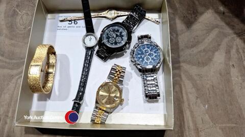 Box of gents and ladies watches.