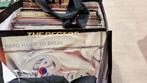 Bag of assorted vinyl LP records