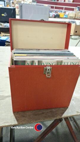 Record case of mainly rock/pop vinyl records