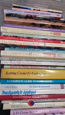 Box of books on crafts and needlework