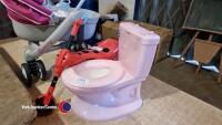 Childs pram and doll c/w child's flushing training toilet and child's scuttle bug, as new - 2