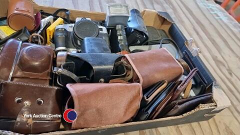 Box of classic cameras