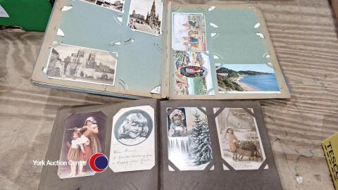 2 old part filled albums of postcards