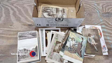 Box of old postcards