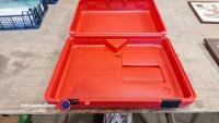 Red plastic storage box - 2