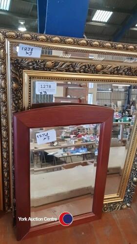 2 x gilt framed mirrors, and wood framed mirror