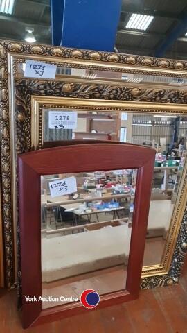 2 x gilt framed mirrors, and wood framed mirror