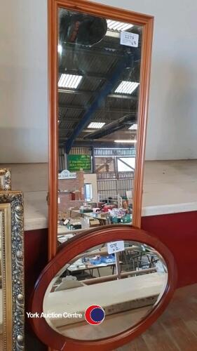 Rectangular and oval wood framed mirrors