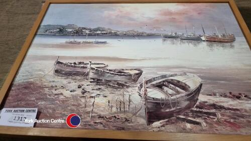 Large painting of boats