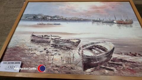 Large painting of boats