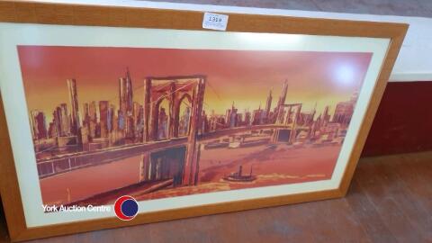 Large Bivona signed American skyline theme print