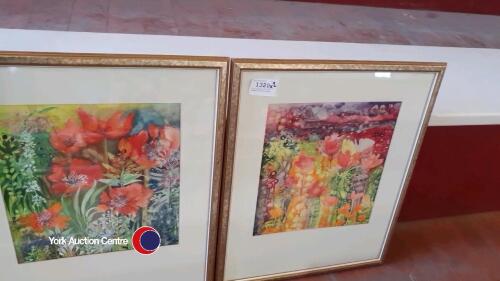 2 x original floral themed watercolours