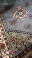 Blue, cream and green floral border rug - 2