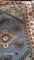 Blue, cream and green floral border rug - 3