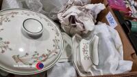 Eternal Beau 2 x tureens, 3 x casserole dishes, meat plate, gravy boat and stand - 4