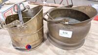 2 x mid size brass coal buckets - 3