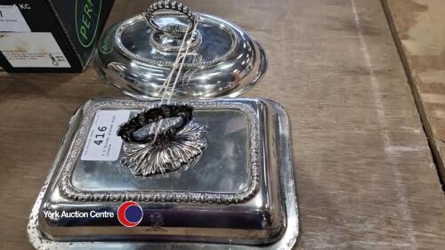 2 x Silver plated dish covers