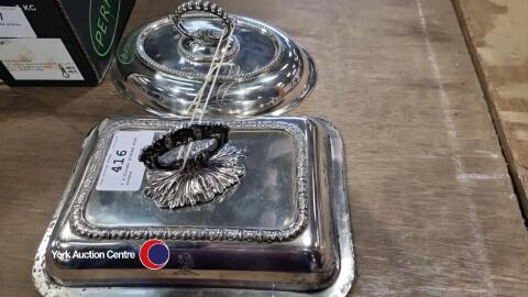 2 x Silver plated dish covers