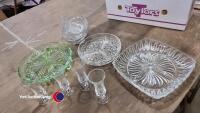 Quantity of glassware, jelly moulds, sherry glasses