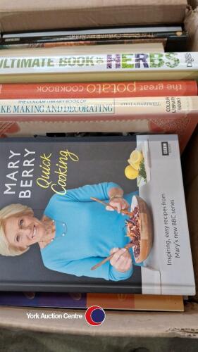 Box of book books, including Mary Berry