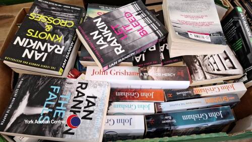 Box of John Grisham and Ian Rankin novels