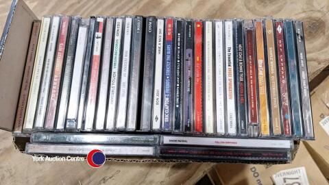 Box of soft rock CDs - Simple Minds, Cold Play, Bon Jovi, Genesis, Def Leppard