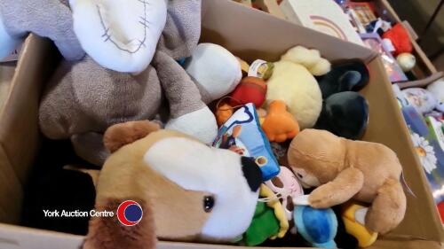 Box of soft toys and teddies