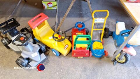 4 x Toddler ride-on, 1 x childs mower