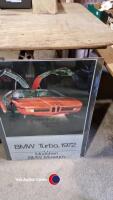 Poster in clip frame BMW Turbo 1972 - Munchen BMW Museum, Red on black background. Lower left corner of glass broken - 2