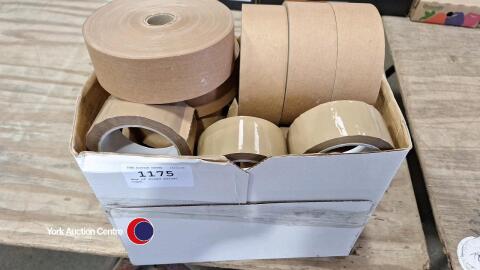 Box of mixed parcel tape.