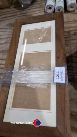 3 x wall hanging wooden photograph frames,, each with a mounted space for three photographs