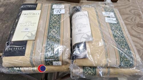 2 x brand new and packaged Rectella fully lined curtains 100 x 90