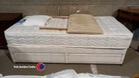 Single twin drawer divan bed with Miracoil 3 mattress and headboard