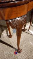 Walnut top veneered mahogany folding card table with claw and ball feet - 2