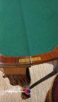 Walnut top veneered mahogany folding card table with claw and ball feet - 4