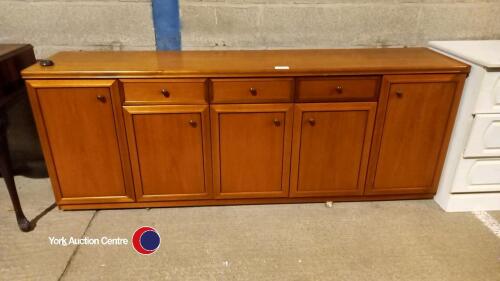 William Lawrence teak low sideboard with cupboards and drawers