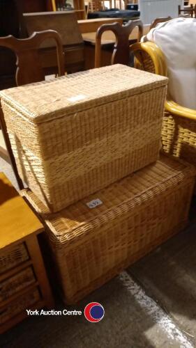 Large wicker storage trunk plus another storage basket