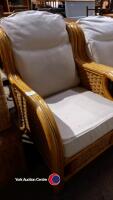 2 x bamboo conservatory chairs with cushions - 2