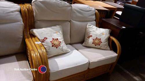 2-seat bamboo conservatory sofa with cushions