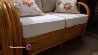 2-seat bamboo conservatory sofa with cushions - 2