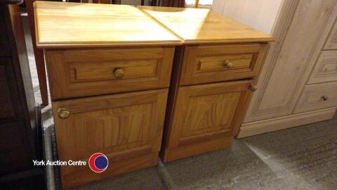 2 x pine bedside cabinets