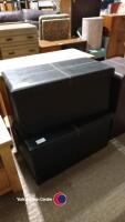 2 x black leatherette storage boxes