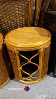 2 x round wicker side tables - 3