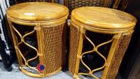 2 x round wicker side tables - 4