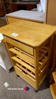 Wooden kitchen block on wheels with drawers and shelves, bamboo corner shelving unit - 3