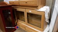 Hartmann of Germany soft close oak bedroom drawers and matching wall cabinet with glass doors and light units