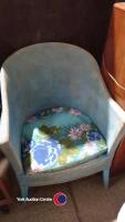 Blue bedroom chair and Lloyd Loom laundry basket - 2