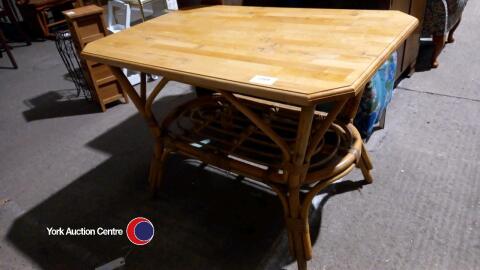 Wooden top bamboo table